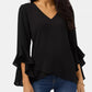 V-Neck Flounce Sleeve Blouse