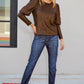 Sequin Puff Sleeve Round Neck Top