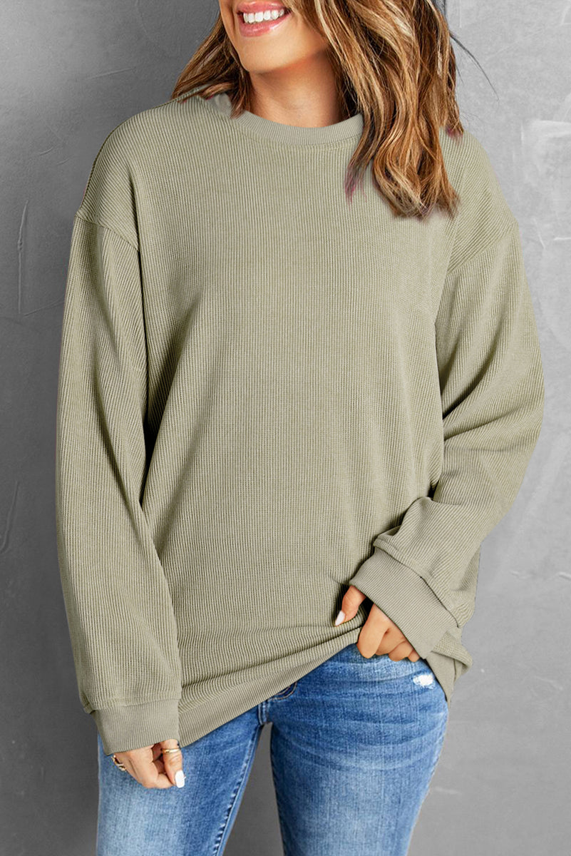 Round Neck Dropped Shoulder Sweatshirt Sage
