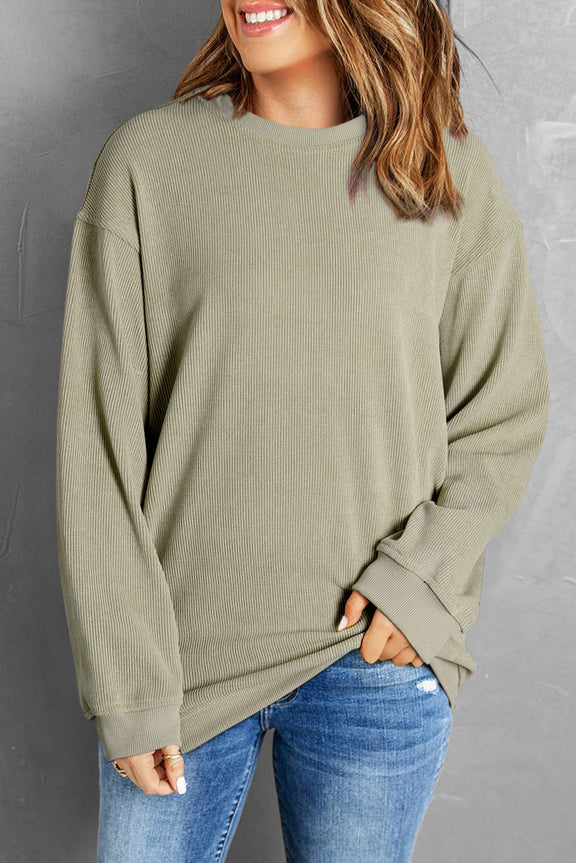 Round Neck Dropped Shoulder Sweatshirt Sage
