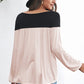 Contrast Balloon Sleeve Blouse