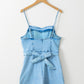 Tied Spaghetti Strap Denim Romper