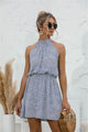 Floral Tied Sleeveless Mini Dress Misty Blue