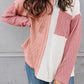 Full Size Color Block Cable-Knit Tops