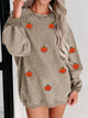 Pumpkin Round Neck Long Sleeve Sweatshirt Dust Storm