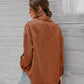 Mandy Button Front Drop Shoulder Corduroy Shirt