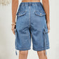 High Waist Denim Shorts with Pockets