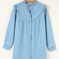 Button Up Notched Long Sleeve Denim Dress