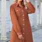 Button Down Puff Sleeve Dress