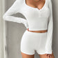 Scoop Neck Long Sleeve Top and Shorts Set