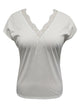Full Size Lace Detail V-Neck Short Sleeve Blouse White