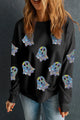 Ghost Round Neck Long Sleeve Sweatshirt Black