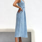 MeiMei Sweetheart Neck Wide Strap Denim Dress