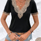 Lace Detail V-Neck Short Sleeve Blouse