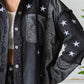 Veveret Star Embroidered Hooded Denim Jacket