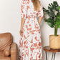 Printed Surplice Balloon Sleeve Dress