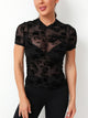 Mock Neck Short Sleeve Top Black