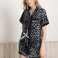 Lapel Collar Shirt and Shorts Pajama Set