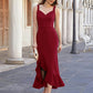 Ruffled Sweetheart Neck Fishtail Cami Dress