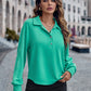 Collared Neck Raglan Sleeve Buttoned Blouse