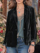 Pocketed Button Up Lapel Collar Blazer Black