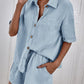 Button Up Short Sleeve Top and Shorts Set