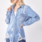 RISEN Button Up Distressed Denim Shirt