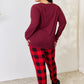 Zenana Full Size Plaid Round Neck Top and Pants Pajama Set