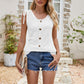 Full Size Decorative Button Eyelet Tied Tank