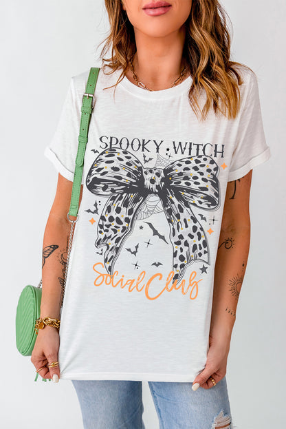 Graphic Round Neck Short Sleeve T-Shirt White