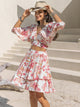 Printed Half Sleeve Top and Layered Skirt Set Blush Pink