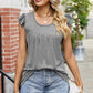 Ruffled Ruched Round Neck Tank