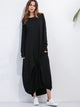 Full Size Round Neck Long Sleeve Sweatshirt Dress Black
