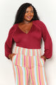 Culture Code Full Size V-Neck Bodysuit Burgundy