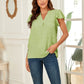 Swiss Dot Notched Cap Sleeve Blouse