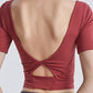 Cutout Backless Round Neck Active T-Shirt