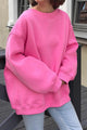 Oversize Round Neck Dropped Shoulder Sweatshirt Fuchsia Pink