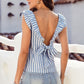 Striped Tie Back Ruffled Tank