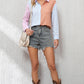 Color Block Button Up Long Sleeve Shirt