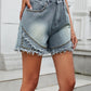 Raw Hem Studded Denim Shorts