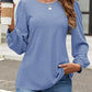 Eyelet Round Neck Long Sleeve Top