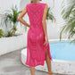 Openwork Slit V-Neck Sleeveless Cover Up