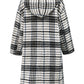 Plaid Double-Breasted Long Sleeve Longline Coat