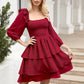 Smocked Square Neck Layered Dress