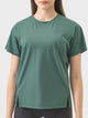Slit Round Neck Short Sleeve Active T-Shirt Dark Green