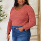 Ribbed V-Neck Long Sleeve T-Shirt