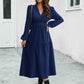 Surplice Neck Long Sleeve Midi Dress