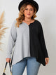 Honey Plus Size Contrast Notched Neck T-Shirt Black