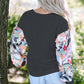 Printed V-Neck Long Sleeve Blouse