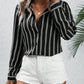 Striped Collared Neck Long Sleeve Shirt